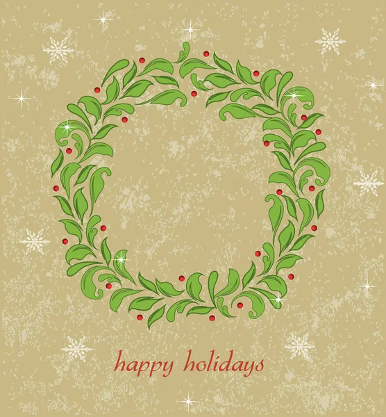 Happy Holidays Greeting Card Christmas Wreath — Stock Vector