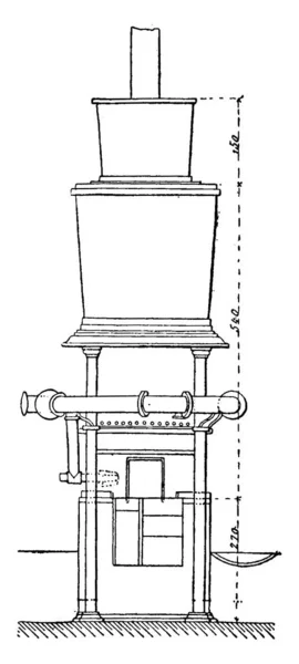 Horno Kast Elevación Ilustración Grabada Vintage Enciclopedia Industrial Lami 1875 — Archivo Imágenes Vectoriales