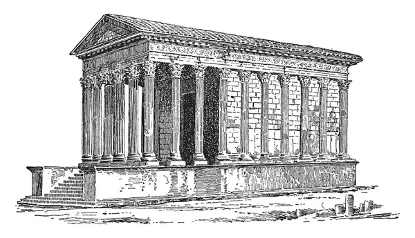 Roman Temple Znajduje Się Nimes Południowej Francji Znany Jako Maison — Wektor stockowy