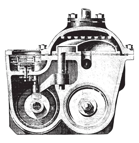 Meterfrager Vertikalschnitt Vintage Gravur Industrieenzyklopädie Lami 1875 — Stockvektor