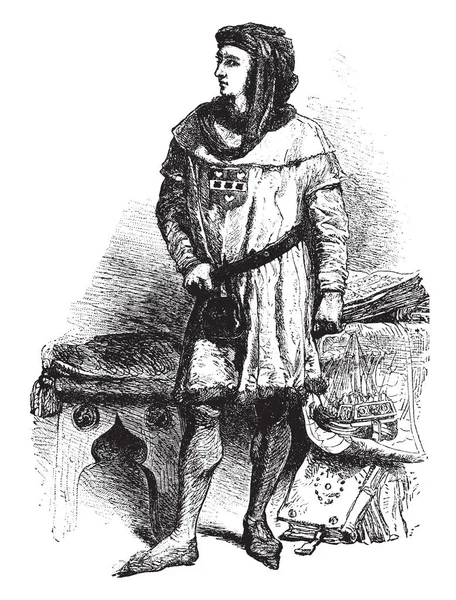 1395 1456 프랑스와 레반트 빈티지 드로잉 무역의 창시자의 프랑스 — 스톡 벡터