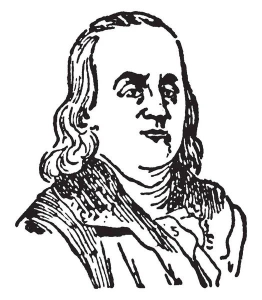 Benjamin Franklin 1706 1790 프린터 정치가 빈티지 드로잉의 건국의 아버지 — 스톡 벡터