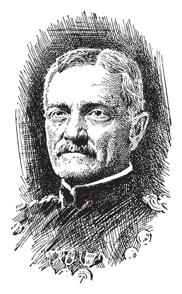 约瑟夫 1860年至 1948年 他是美国高级军官 复古线条画或雕刻插图 — 图库矢量图片