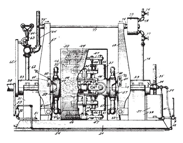 Esta Ilustración Representa Función Trabajo Rotary Engine Dibujo Línea Vintage — Archivo Imágenes Vectoriales