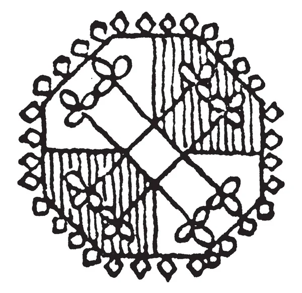 八角形设计是八方向的位置 并在土库曼 它是土耳其的地毯 复古线绘制或雕刻的特点 — 图库矢量图片
