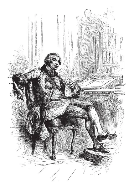 Buffon 1707 1788 Naturalista Matemático Cosmólogo Francês Desenho Linha Vintage — Vetor de Stock