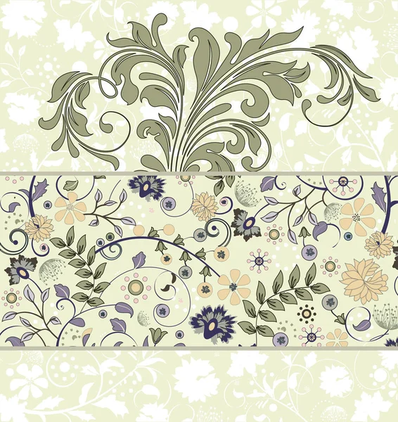 Cartão Convite Vintage Com Ornamentado Elegante Retro Design Floral Abstrato — Vetor de Stock