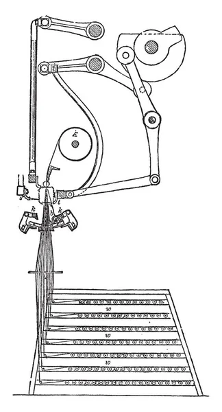 Questa Illustrazione Rappresenta Macchina Del Merletto Che Fabbricazione Commerciale Del — Vettoriale Stock