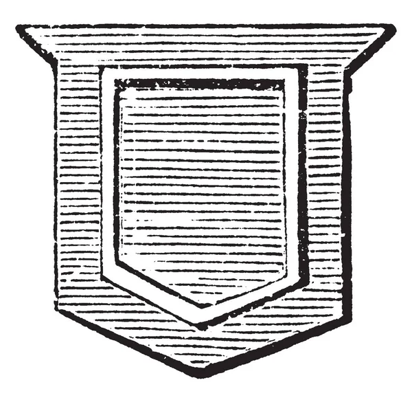 Orle Ordinary Uma Ilustração Perfurada Escudo Desenho Linha Vintage Gravura — Vetor de Stock