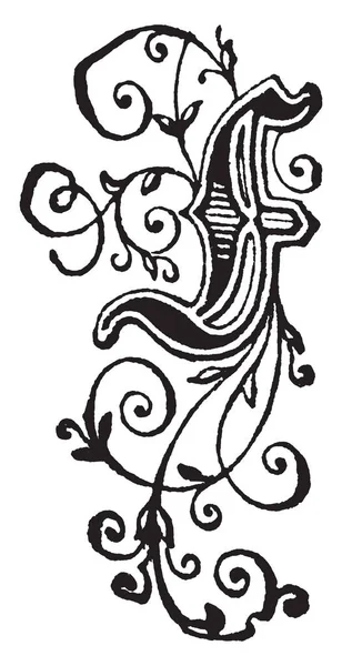 Декоративная Буква Рисунок Винтажной Линии Гравировка — стоковый вектор