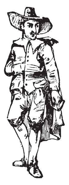 Джентльмен Час Чарльз Був Монарх Троецарствие Англії Vintage Лінія Малюнок — стоковий вектор