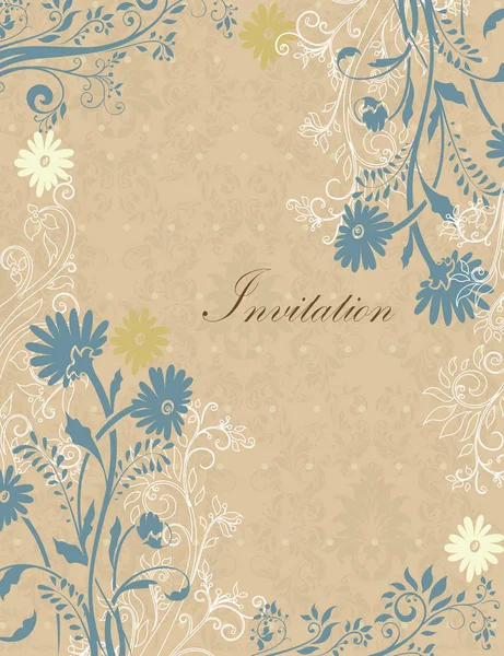 Carte Invitation Vintage Avec Motif Floral Abstrait Rétro Élégant Orné — Image vectorielle