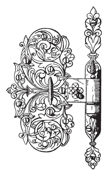 Cerniera Porta Design Tedesco Del Xvi Secolo Ampio Tiro Cuscinetto — Vettoriale Stock