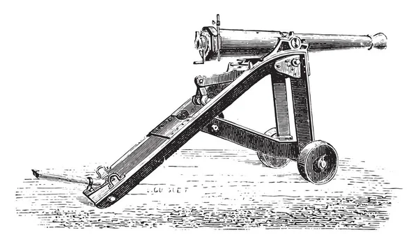 Canon Jakt Efter Bunker Vintage Ingraverad Illustration Industriella Encyklopedi Lami — Stock vektor