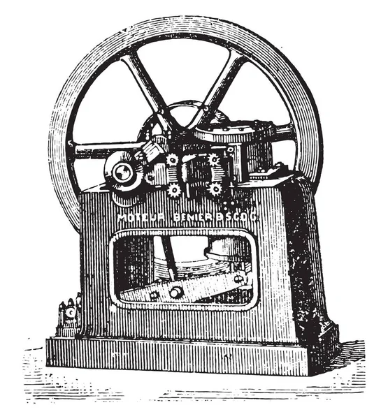 Benier Vista Longitudinal Del Motor Ilustración Grabada Vintage Enciclopedia Industrial — Vector de stock