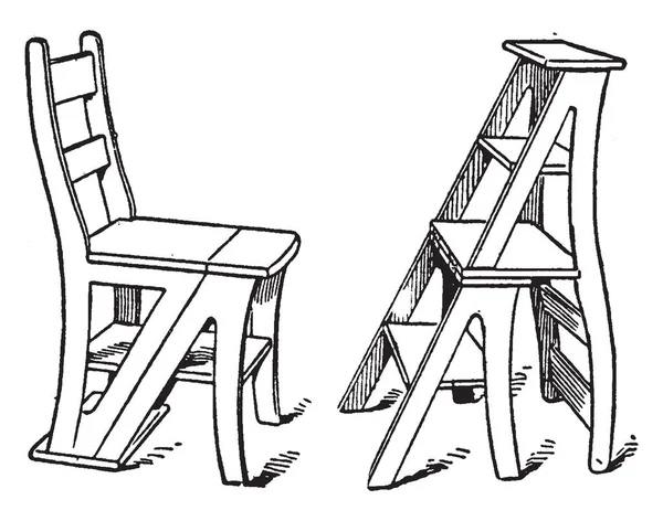 Questa Illustrazione Rappresenta Combination Chair Stepladder Dove Una Sedia Che — Vettoriale Stock