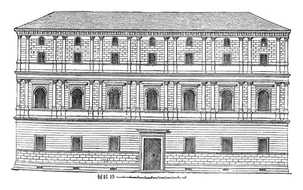 Giraud Paláce Římě Řím Jsou Palác Cancelleria Kostel San Lorenzo — Stockový vektor