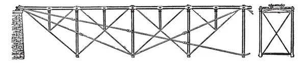 Fink Truss Armazón Uso Común Casas Residenciales Arquitectura Puentes Dibujo — Archivo Imágenes Vectoriales