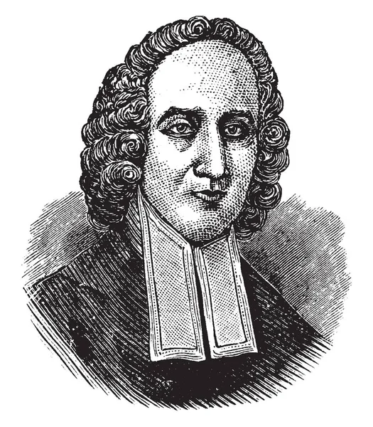 乔纳森爱德华兹 1703 1758 他是一个美国复兴传教士 哲学家 和公理新教神学家 复古线画或雕刻插图 — 图库矢量图片