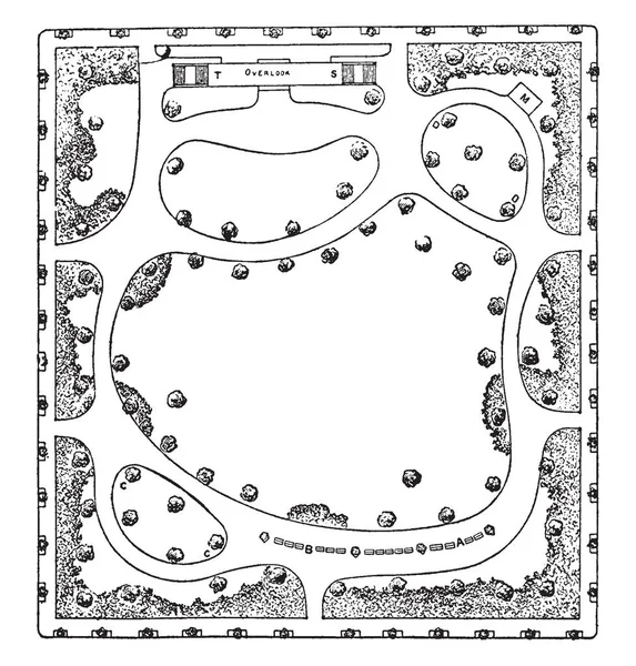 Foto Toont Een Behuizing Van Rand Van Een Stadsplein Het — Stockvector