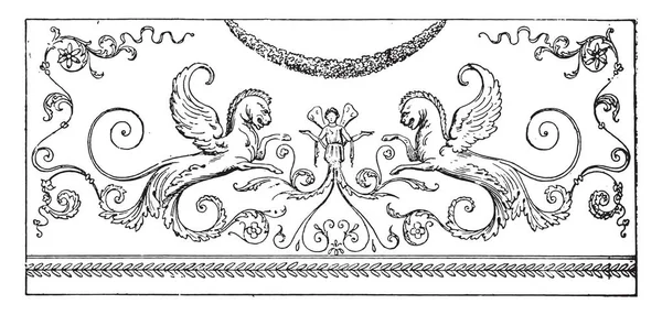 アラベスク アンティーク絵画 ビンテージの刻まれた図 — ストックベクタ