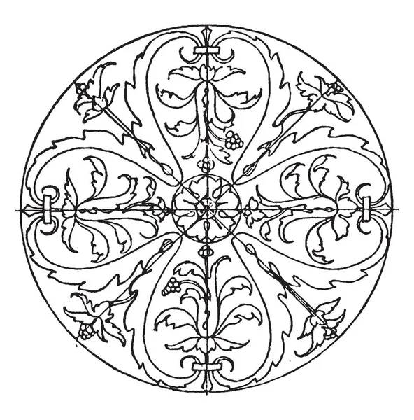 文艺复兴圆形面板是一个浮雕设计 它发现在一个坟墓在威尼斯 复古线条画或雕刻插图 — 图库矢量图片