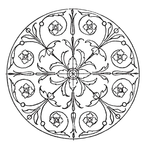 シエナ ビンテージの線描画や彫刻イラスト ルネッサンス円形パネルがその発見のマジョリカのタイル — ストックベクタ