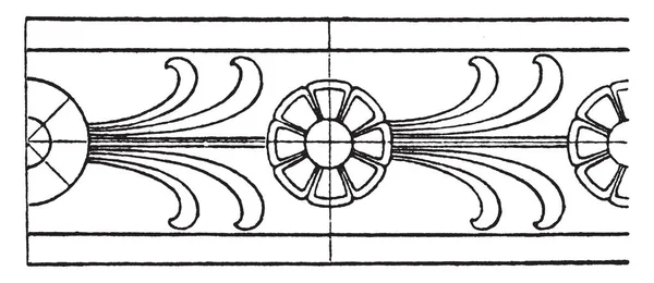 Antikes Rosettenband Hat Einen Doppelten Linienrand Sein Muster Kreisförmiger Blumen — Stockvektor