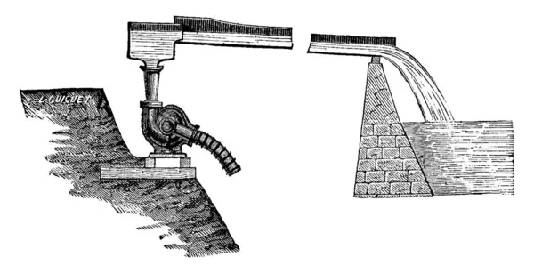 Bomba Centrífuga Aplicada Depósito Suministro Agua Ilustración Grabada Vintage Enciclopedia — Vector de stock