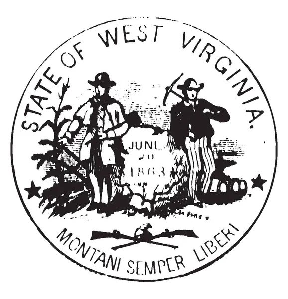 Σφραγίδα Από Την Πολιτεία Της Δυτικής Βιρτζίνια 1876 Αυτή Σφραγίδα — Διανυσματικό Αρχείο