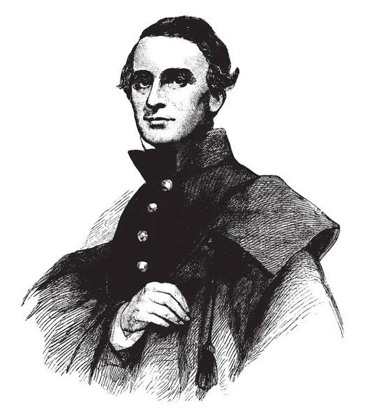 罗伯特 安德森少校 1805 1871 他是一个美国军官谁违抗邦联和维护联盟荣誉在美国内战的第一场战争在萨姆特堡在 1861年 复古线绘画或雕刻例证 — 图库矢量图片