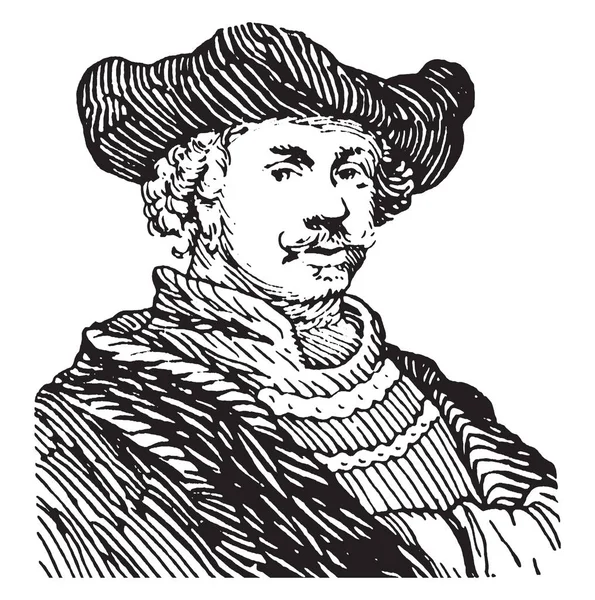 Rembrandt Van Rhyn 1606 1669 Dessinateur Peintre Graveur Néerlandais Dessin — Image vectorielle