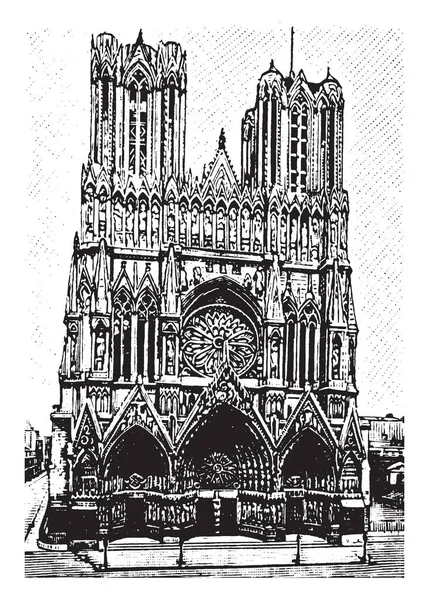 Kathedrale Von Reims Grand East Region Ost Nordosten Von Paris — Stockvektor