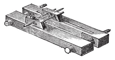 Ahşap basın kırpma için vintage illüstrasyon kazınmış. Endüstriyel ansiklopedi E.-O. Lami - 1875