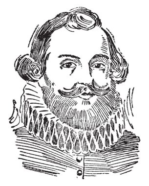 Miles Standish, c. 1584-1656, bir İngiliz askeri subay, vintage çizgi çizme veya oyma illüstrasyon yapıldı.