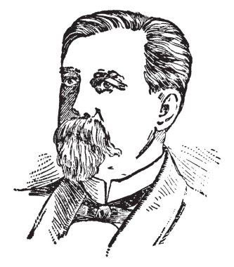 Bir avukat, Indiana ve Demokrat Parti, vintage çizgi çizme veya oyma illüstrasyon lideri ABD Senatörü Daniel Voorhees, 1827-1897, o oldu