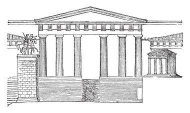 Propylea geri, Nike Apteros Tapınağı, Agrippa Kaide, merkezi girişinde yolun orta giriş, 