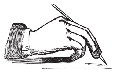 Bir kalem, vintage çizgi çizim tutmak için uygun yol veya şekil oyma hattatlık vardır.