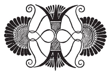 Yunan vazo palmet motifi tasarımı bir antik desen, çizim için vintage veya oyma illüstrasyon olduğunu.