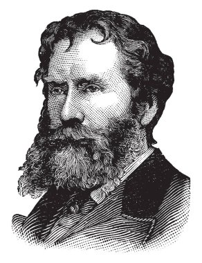 James Russel Lowell, 1819-1891, o bir Amerikan romantik şair, eleştirmen, editör ve diplomat, vintage çizgi çizme veya oyma illüstrasyon yapıldı.