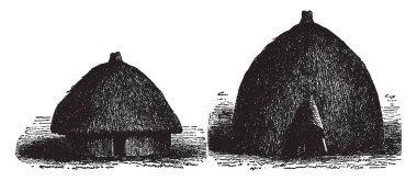 Görüntü büyük yere mevcut ev gösterir. Ev çizim veya illüstrasyon oyma saman, vintage hattının oluşur.