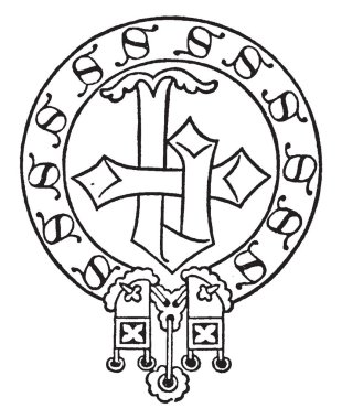 Bu John Baret Monogram, bu daire ve boyunlukla güzel içinde benzersiz benzersiz tasarım Ss, vintage çizgi çizme veya oyma illüstrasyon ile çizilmiş Tasarla