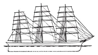 Tam hileli gemi sanat bir yelken ifade eden terimdir üç veya daha fazla hepsini kare hileli direkleri, vintage çizgi çizme veya oyma illüstrasyon ile gemi yelken planı.