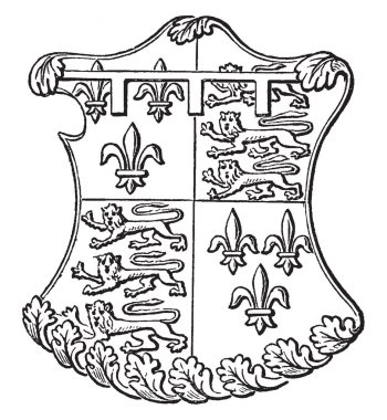 Kalkan Henry v olan Prince of Wales, vintage çizgi çizme veya oyma illüstrasyon.