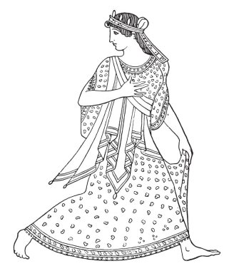 Kısa kollu giysi, vintage illüstrasyon kazınmış.