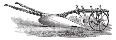 XLU plow, J Cooke for deep plowing in tough ground, vintage engraved illustration. Industrial encyclopedia E.-O. Lami - 1875 clipart