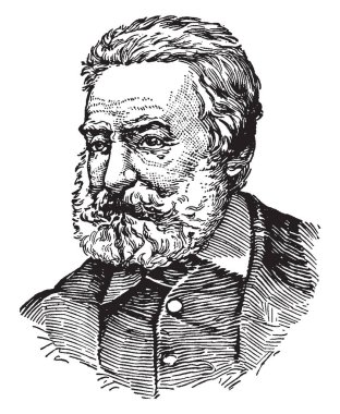 Victor Hugo, Fransız şair, romancı ve oyun yazarı romantik hareket, vintage çizgi çizme veya oyma illüstrasyon o 1802-1885, oldu