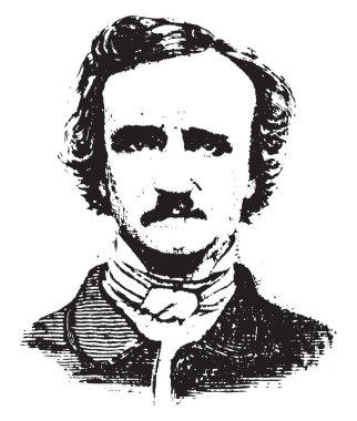 Edgar A. Poe, ABD'li yazar, editör ve edebiyat eleştirmeni, vintage çizgi çizme veya oyma illüstrasyon o 1809-1849, oldu