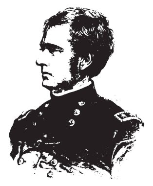 General Joseph Hooker, 1814-1879, o bir kariyer Amerika Birleşik Devletleri Ordusu subayı ve Tümgeneral Birliği ordusunda Amerikan İç Savaşı, vintage çizgi çizme veya oyma illüstrasyon sırasında yapıldı.