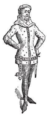 Lancelot du Lac, c. 1360, Viollet-le-Duc üzerinden, vintage çizgi çizme veya oyma illüstrasyon